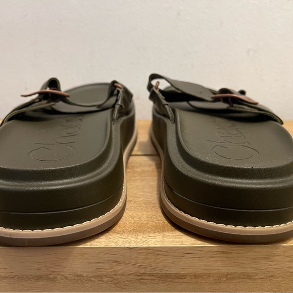 Chaco Women's Slide Midform Sandals Size 12 - Olive Green Leather - 11" Outsole - Picture 4 of 8